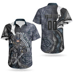 Personalised Carlton Couples Matching Off Shoulder Short Dress and Hawaiian Shirt Trippy Psychedelic Abstract Art Mascot Football Fans