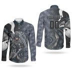 Personalised Carlton Couples Matching Off The Shoulder Long Sleeve Dress and Long Sleeve Button Shirt Trippy Psychedelic Abstract Art Mascot Football Fans