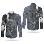 Personalised Carlton Couples Matching Puletasi and Long Sleeve Button Shirt Trippy Psychedelic Abstract Art Mascot Football Fans