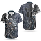 Personalised Carlton Couples Matching Short Sleeve Bodycon Dress and Hawaiian Shirt Trippy Psychedelic Abstract Art Mascot Football Fans