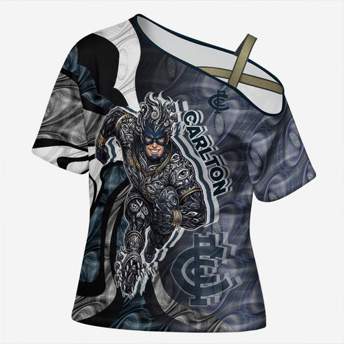 Personalised Carlton Cross Shoulder Shirt Trippy Psychedelic Abstract Art Mascot Football Fans