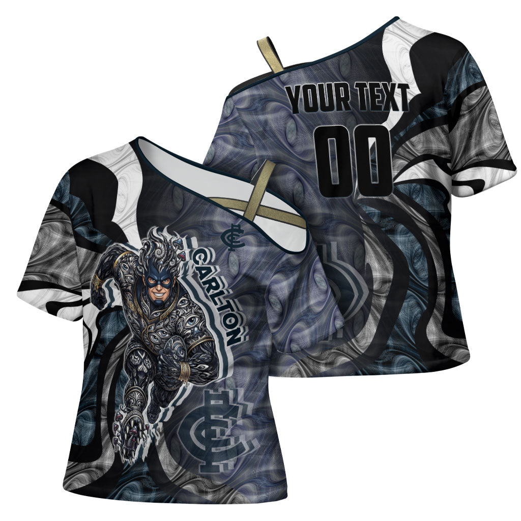 Personalised Carlton Cross Shoulder Shirt Trippy Psychedelic Abstract Art Mascot Football Fans
