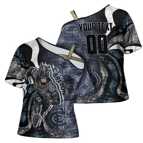 Personalised Carlton Cross Shoulder Shirt Trippy Psychedelic Abstract Art Mascot Football Fans