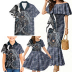Personalised Carlton Family Matching Mermaid Dress and Hawaiian Shirt Trippy Psychedelic Abstract Art Mascot Football Fans