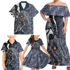 Personalised Carlton Family Matching Off Shoulder Maxi Dress and Hawaiian Shirt Trippy Psychedelic Abstract Art Mascot Football Fans