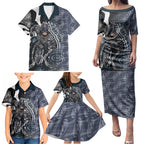 Personalised Carlton Family Matching Puletasi and Hawaiian Shirt Trippy Psychedelic Abstract Art Mascot Football Fans