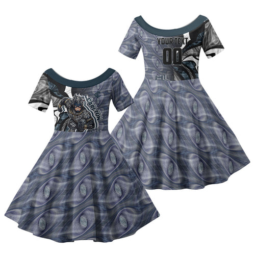 Personalised Carlton Family Matching Summer Maxi Dress and Hawaiian Shirt Trippy Psychedelic Abstract Art Mascot Football Fans