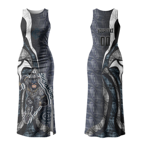 Personalised Carlton Family Matching Tank Maxi Dress and Hawaiian Shirt Trippy Psychedelic Abstract Art Mascot Football Fans