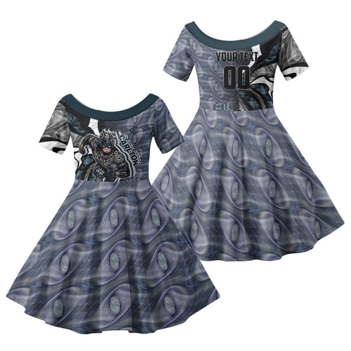 Personalised Carlton Family Matching Tank Maxi Dress and Hawaiian Shirt Trippy Psychedelic Abstract Art Mascot Football Fans