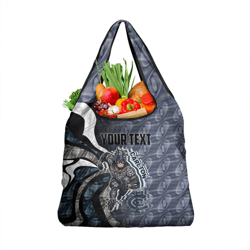 Personalised Carlton Grocery Bag Trippy Psychedelic Abstract Art Mascot Football Fans