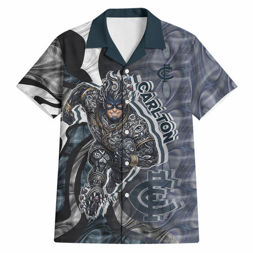 Personalised Carlton Hawaiian Shirt Trippy Psychedelic Abstract Art Mascot Football Fans
