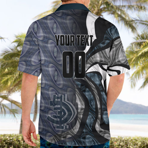 Personalised Carlton Hawaiian Shirt Trippy Psychedelic Abstract Art Mascot Football Fans