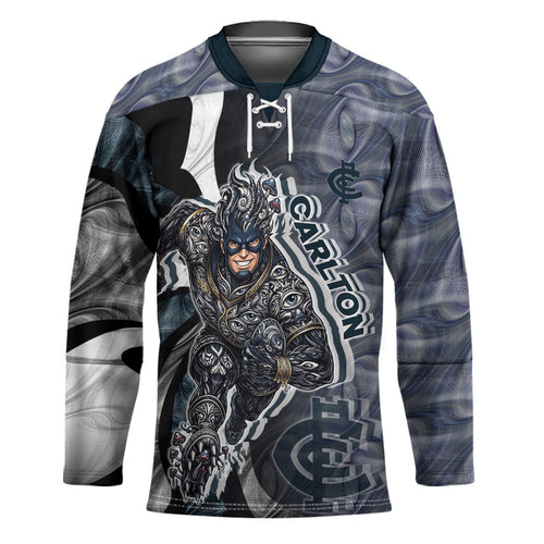 Personalised Carlton Hockey Jersey Trippy Psychedelic Abstract Art Mascot Football Fans