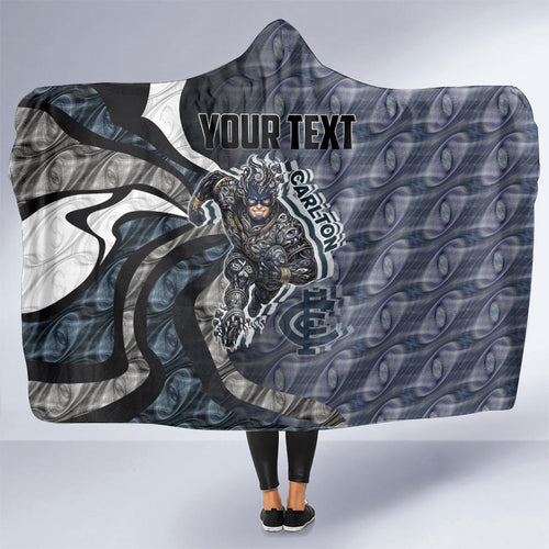 Personalised Carlton Hooded Blanket Trippy Psychedelic Abstract Art Mascot Football Fans