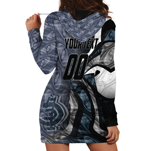 Personalised Carlton Hoodie Dress Trippy Psychedelic Abstract Art Mascot Football Fans