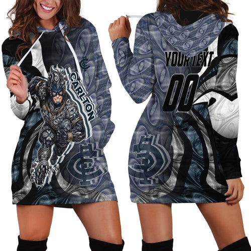 Personalised Carlton Hoodie Dress Trippy Psychedelic Abstract Art Mascot Football Fans