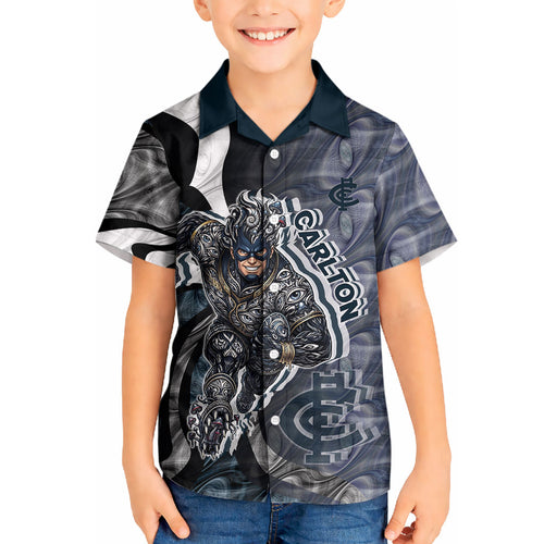 Personalised Carlton Kid Hawaiian Shirt Trippy Psychedelic Abstract Art Mascot Football Fans