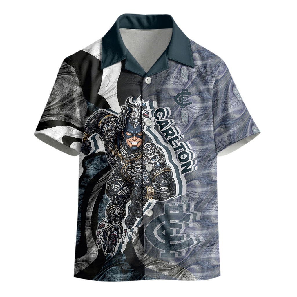 Personalised Carlton Kid Hawaiian Shirt Trippy Psychedelic Abstract Art Mascot Football Fans