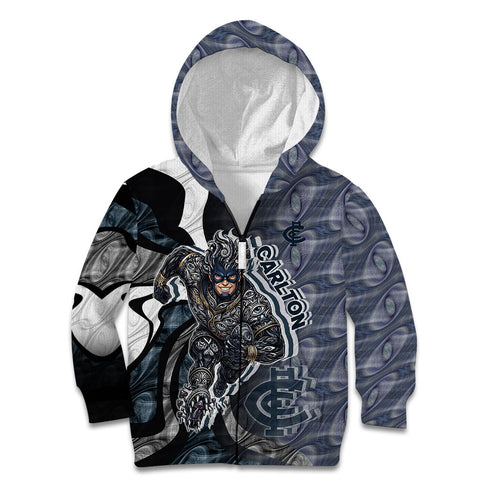 Personalised Carlton Kid Hoodie Trippy Psychedelic Abstract Art Mascot Football Fans