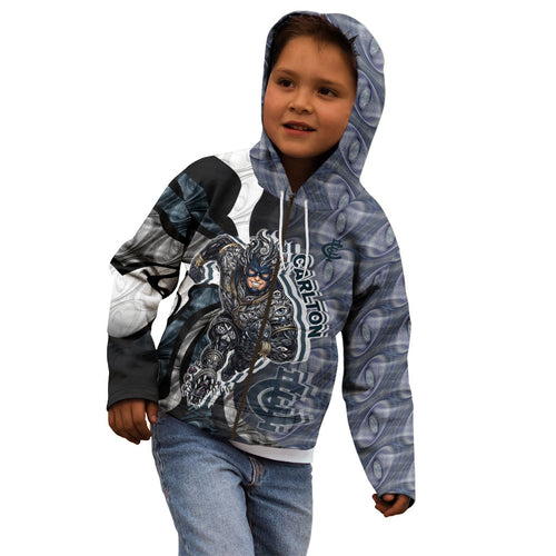 Personalised Carlton Kid Hoodie Trippy Psychedelic Abstract Art Mascot Football Fans