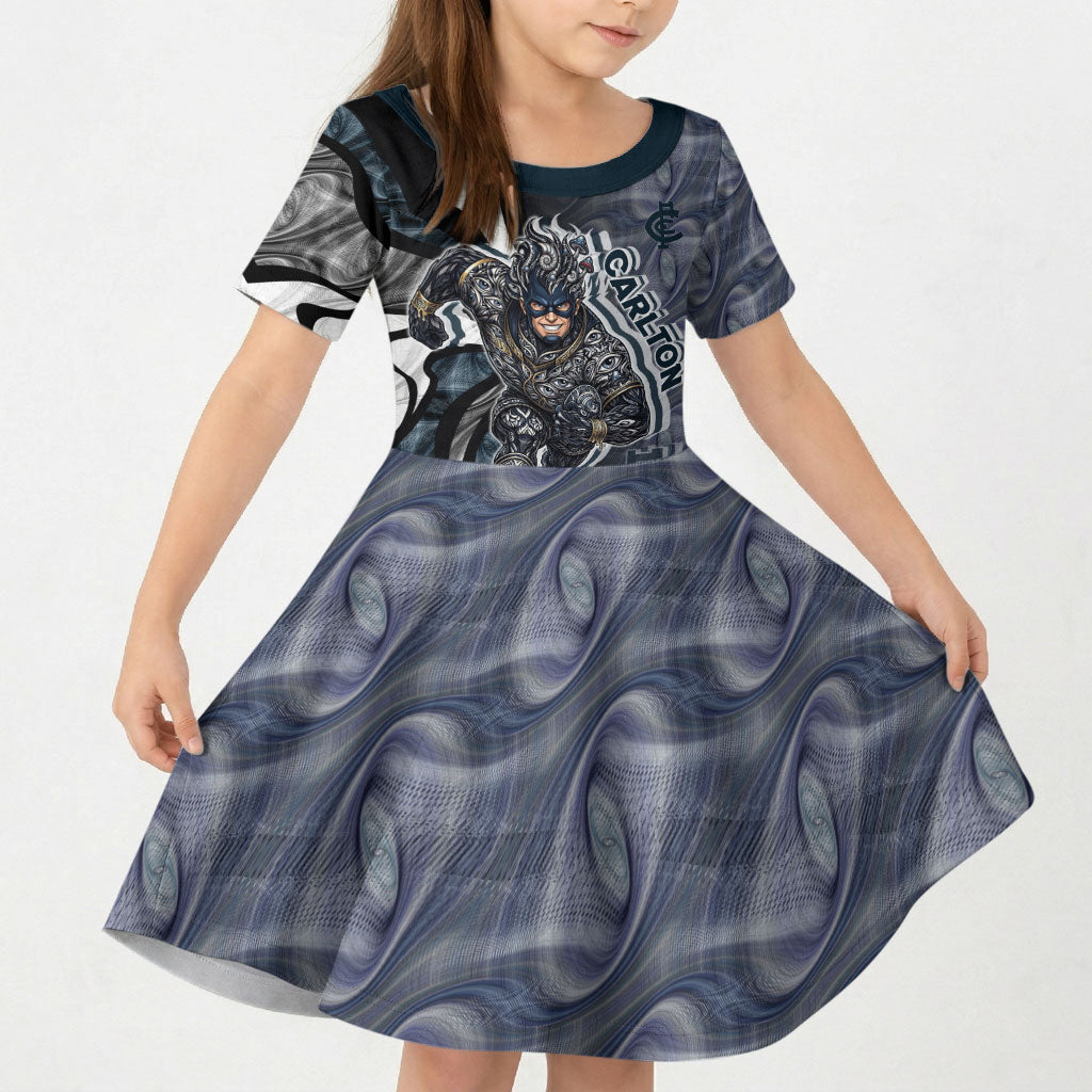 Personalised Carlton Kid Short Sleeve Dress Trippy Psychedelic Abstract Art Mascot Football Fans