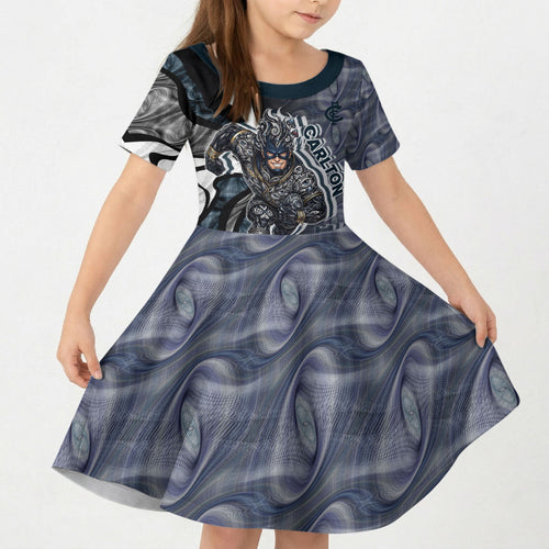 Personalised Carlton Kid Short Sleeve Dress Trippy Psychedelic Abstract Art Mascot Football Fans