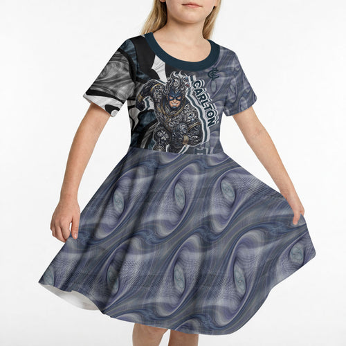 Personalised Carlton Kid Short Sleeve Dress Trippy Psychedelic Abstract Art Mascot Football Fans