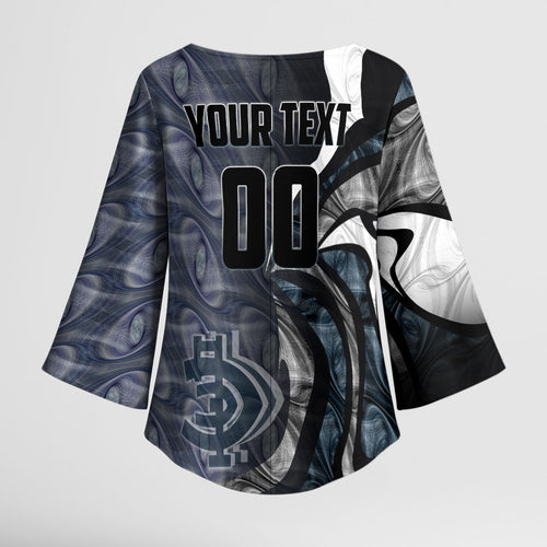 Personalised Carlton Kimono Sleeve Blouse Trippy Psychedelic Abstract Art Mascot Football Fans