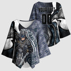 Personalised Carlton Kimono Sleeve Blouse Trippy Psychedelic Abstract Art Mascot Football Fans