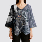 Personalised Carlton Kimono Sleeve Blouse Trippy Psychedelic Abstract Art Mascot Football Fans
