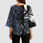 Personalised Carlton Kimono Sleeve Blouse Trippy Psychedelic Abstract Art Mascot Football Fans