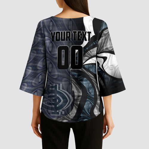 Personalised Carlton Kimono Sleeve Blouse Trippy Psychedelic Abstract Art Mascot Football Fans