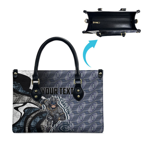 Personalised Carlton Leather Bag Trippy Psychedelic Abstract Art Mascot Football Fans