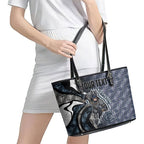 Personalised Carlton Leather Tote Bag Trippy Psychedelic Abstract Art Mascot Football Fans