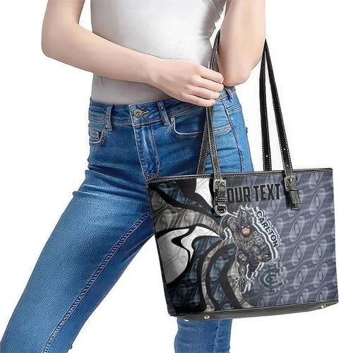 Personalised Carlton Leather Tote Bag Trippy Psychedelic Abstract Art Mascot Football Fans