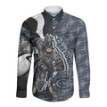 Personalised Carlton Long Sleeve Button Shirt Trippy Psychedelic Abstract Art Mascot Football Fans