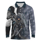 Personalised Carlton Long Sleeve Polo Shirt Trippy Psychedelic Abstract Art Mascot Football Fans