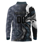 Personalised Carlton Long Sleeve Polo Shirt Trippy Psychedelic Abstract Art Mascot Football Fans