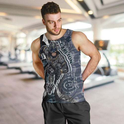 Personalised Carlton Men Tank Top Trippy Psychedelic Abstract Art Mascot Football Fans