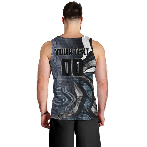 Personalised Carlton Men Tank Top Trippy Psychedelic Abstract Art Mascot Football Fans