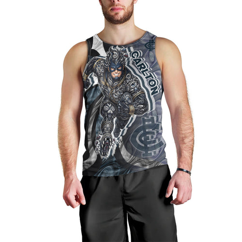 Personalised Carlton Men Tank Top Trippy Psychedelic Abstract Art Mascot Football Fans