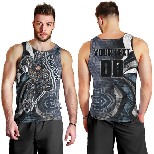 Personalised Carlton Men Tank Top Trippy Psychedelic Abstract Art Mascot Football Fans