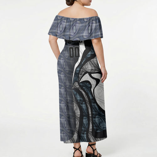 Personalised Carlton Off Shoulder Maxi Dress Trippy Psychedelic Abstract Art Mascot Football Fans
