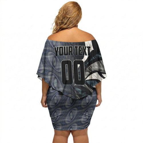 Personalised Carlton Off Shoulder Short Dress Trippy Psychedelic Abstract Art Mascot Football Fans