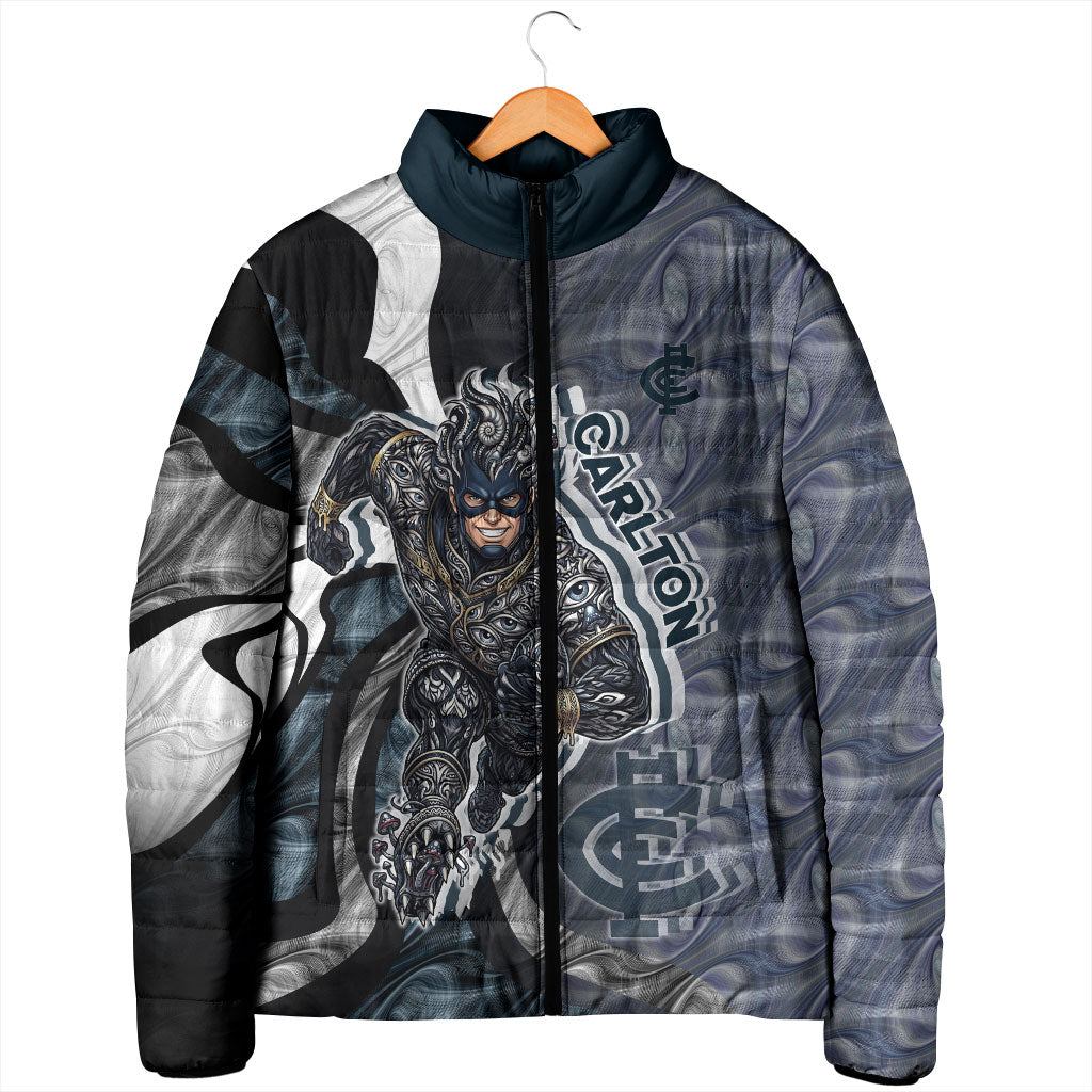 Personalised Carlton Padded Jacket Trippy Psychedelic Abstract Art Mascot Football Fans