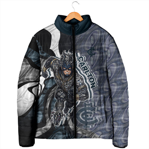 Personalised Carlton Padded Jacket Trippy Psychedelic Abstract Art Mascot Football Fans