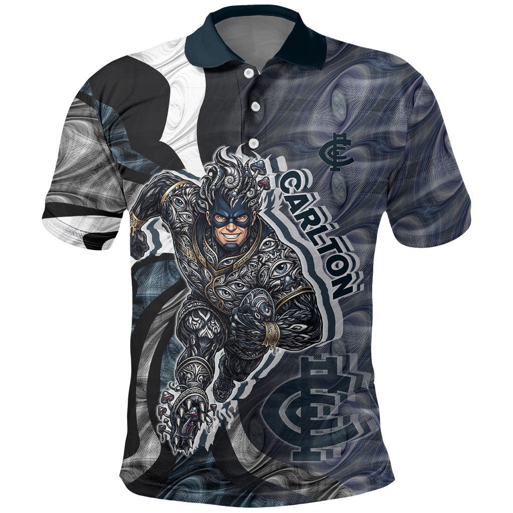 Personalised Carlton Polo Shirt Trippy Psychedelic Abstract Art Mascot Football Fans