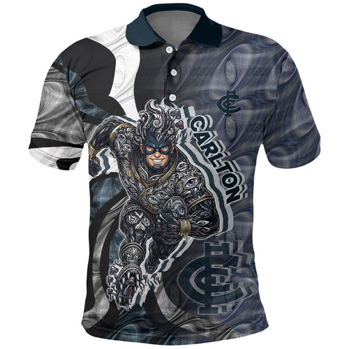 Personalised Carlton Polo Shirt Trippy Psychedelic Abstract Art Mascot Football Fans