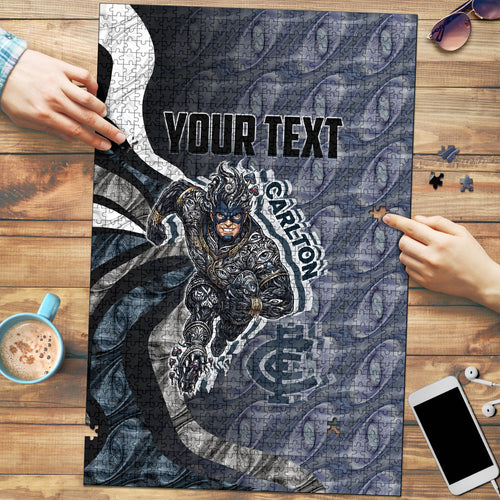 Personalised Carlton Puzzle Trippy Psychedelic Abstract Art Mascot Football Fans
