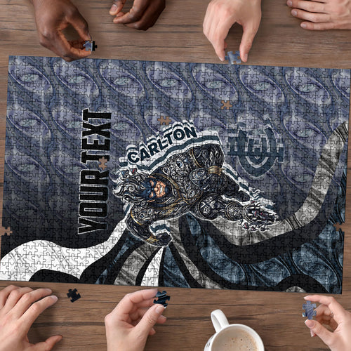 Personalised Carlton Puzzle Trippy Psychedelic Abstract Art Mascot Football Fans